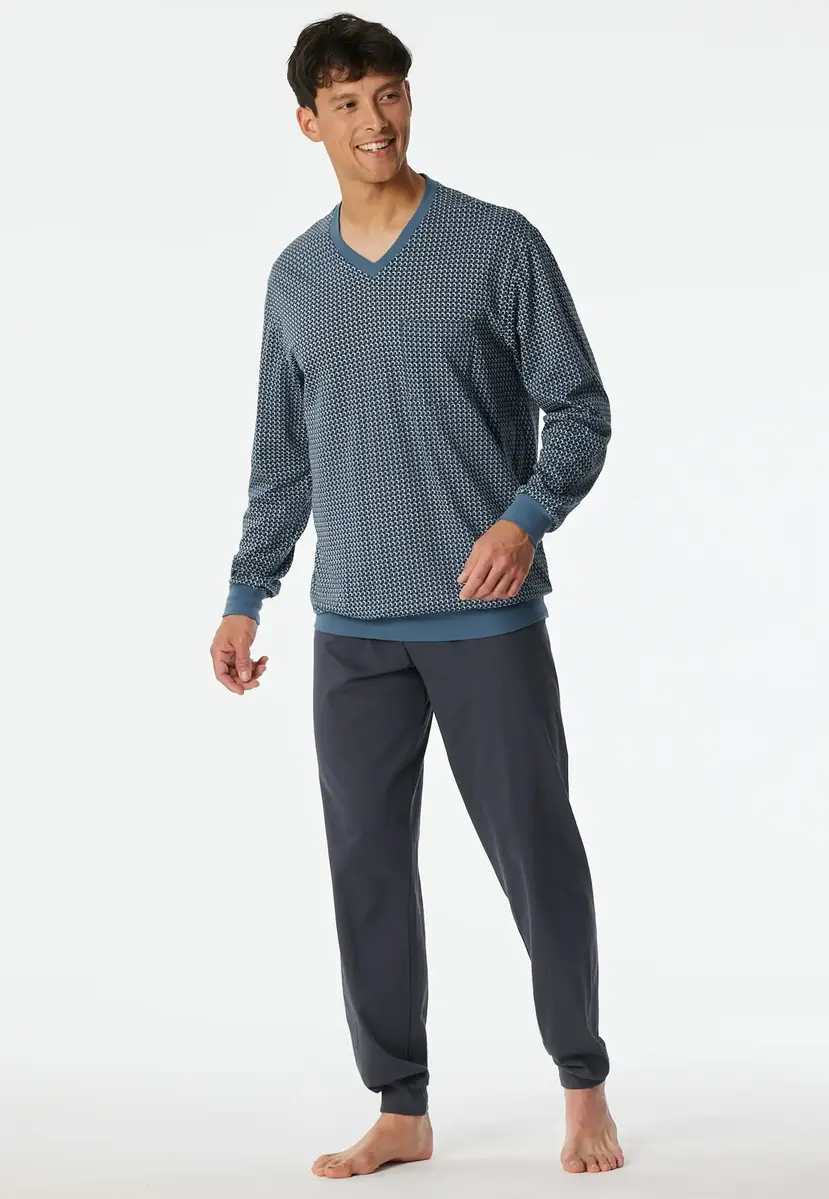 Schiesser pyjama heren lange mouw 100% katoen - Comfort - 181162 - Met boordjes
