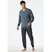 Schiesser pyjama heren lange mouw 100% katoen - Comfort - 181162 - Met boordjes - Donkerblauw