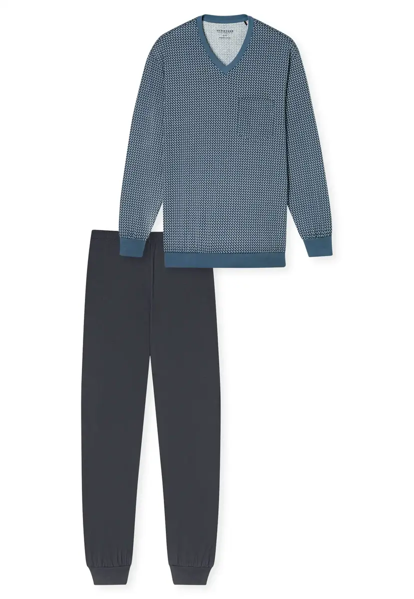 Schiesser pyjama heren lange mouw 100% katoen - Comfort - 181162 - Met boordjes