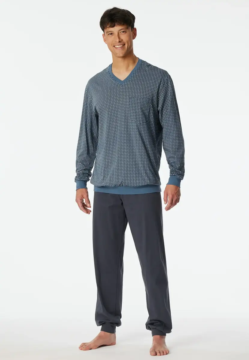 Schiesser pyjama heren lange mouw 100% katoen - Comfort - 181162 - Met boordjes