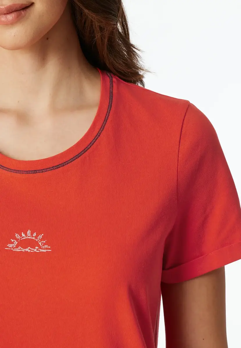 Schiesser Dames Nachthemd korte mouw - Rood katoenen nachtjapon Schiesser Dames Nachthemd korte mouw - Rood katoenen nachtjapon