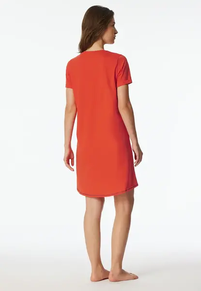 Schiesser Dames Nachthemd korte mouw - Rood katoenen nachtjapon Schiesser Dames Nachthemd korte mouw - Rood katoenen nachtjapon