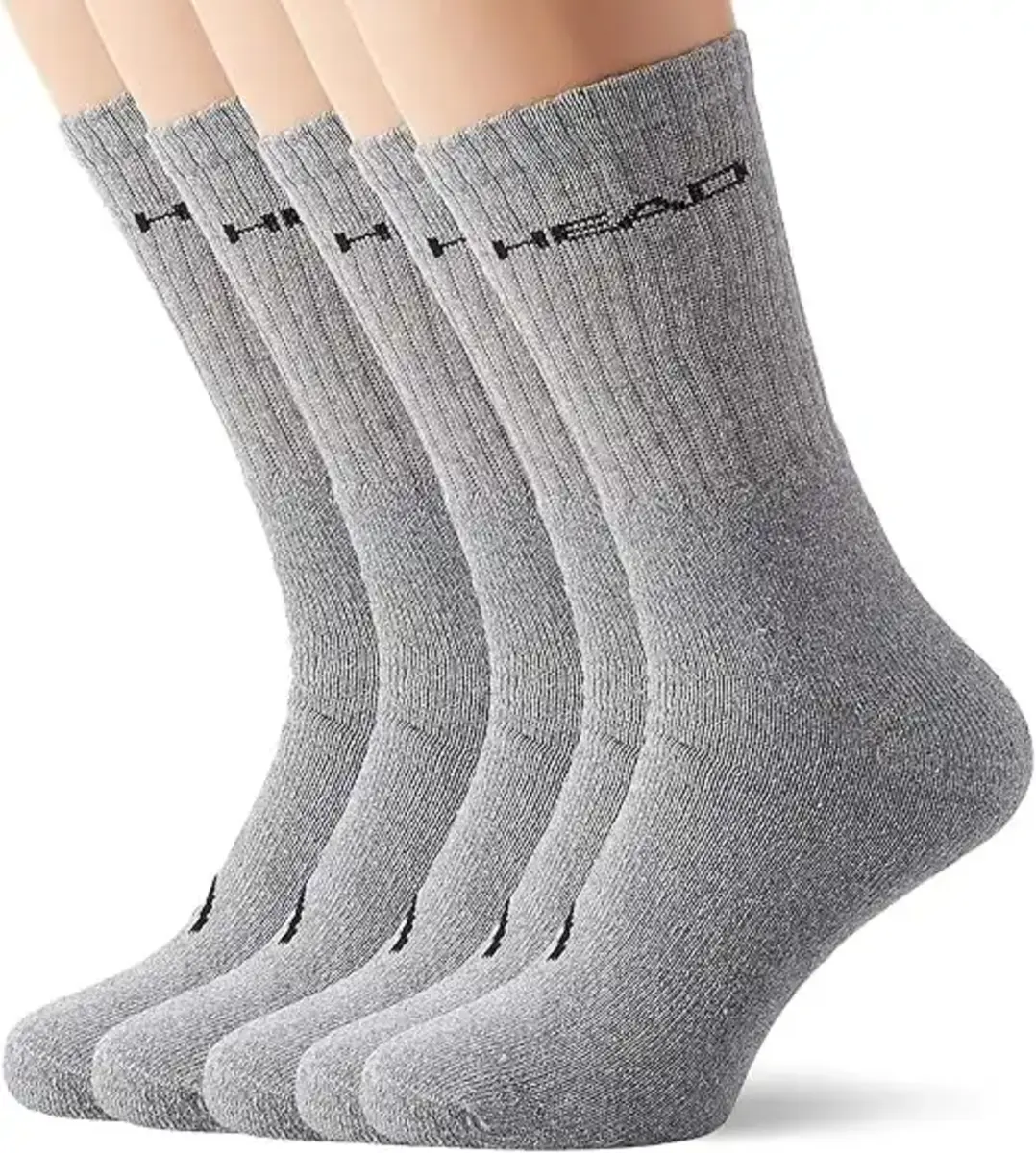 HEAD 5-pack crew sokken - sportsokken heren - Katoenen sokken met badstof zool