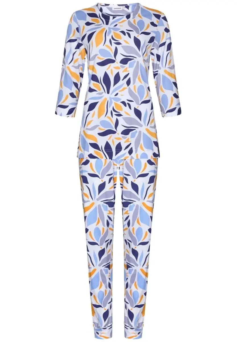 Pastunette dames pyjama lange mouwen - Graphic Leaves - Modal - 3/4e mouw zomer pyjama