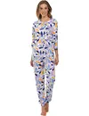 Pastunette dames pyjama lange mouwen - Graphic Leaves - Modal - 3/4e mouw zomer pyjama