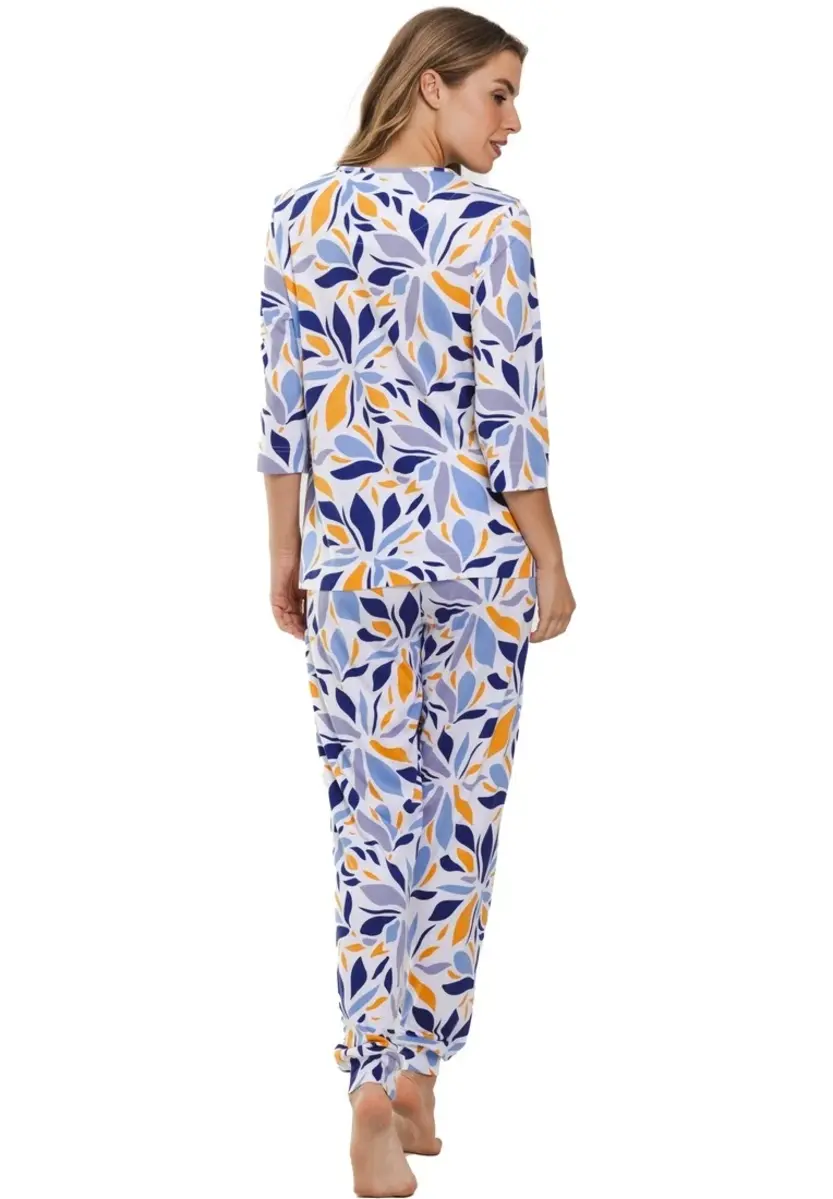 Pastunette dames pyjama lange mouwen - Graphic Leaves - Modal - 3/4e mouw zomer pyjama