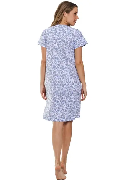Pastunette dames nachthemd katoen korte mouw - Blue Floral - Met knoopsluiting nachtjapon Pastunette dames nachthemd katoen korte mouw - Blue Floral - Met knoopsluiting nachtjapon