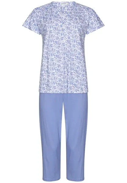 Pastunette dames capri pyjama driekwart broek - Shortama met knoopjes - Blue Foral Pastunette dames capri pyjama driekwart broek - Shortama met knoopjes - Blue Foral