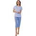 Pastunette dames capri pyjama driekwart broek - Shortama met knoopjes - Blue Foral - Blauw