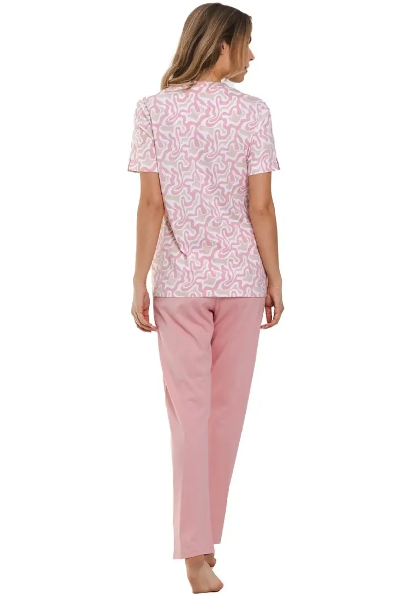 Pastunette dames katoenen pyjama korte mouw met knoopsluiting - Roze dames zomer pyjama Pastunette dames katoenen pyjama korte mouw met knoopsluiting - Roze dames zomer pyjama