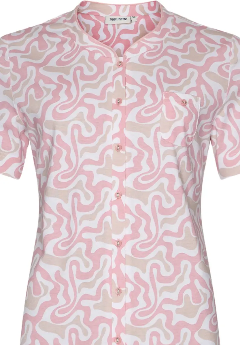 Pastunette dames katoenen pyjama korte mouw met knoopsluiting - Roze dames zomer pyjama Pastunette dames katoenen pyjama korte mouw met knoopsluiting - Roze dames zomer pyjama