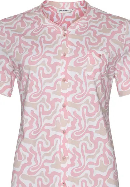 Pastunette dames katoenen pyjama korte mouw met knoopsluiting - Roze dames zomer pyjama Pastunette dames katoenen pyjama korte mouw met knoopsluiting - Roze dames zomer pyjama