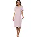 Pastunette dames nachthemd korte mouw - Lang Roze nachtjapon met knoopsluiting - Rose