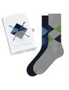 Burlington 2-paar heren sokken - Cadeau verpakking - Gift Box - Katoenen sokken met ruit print
