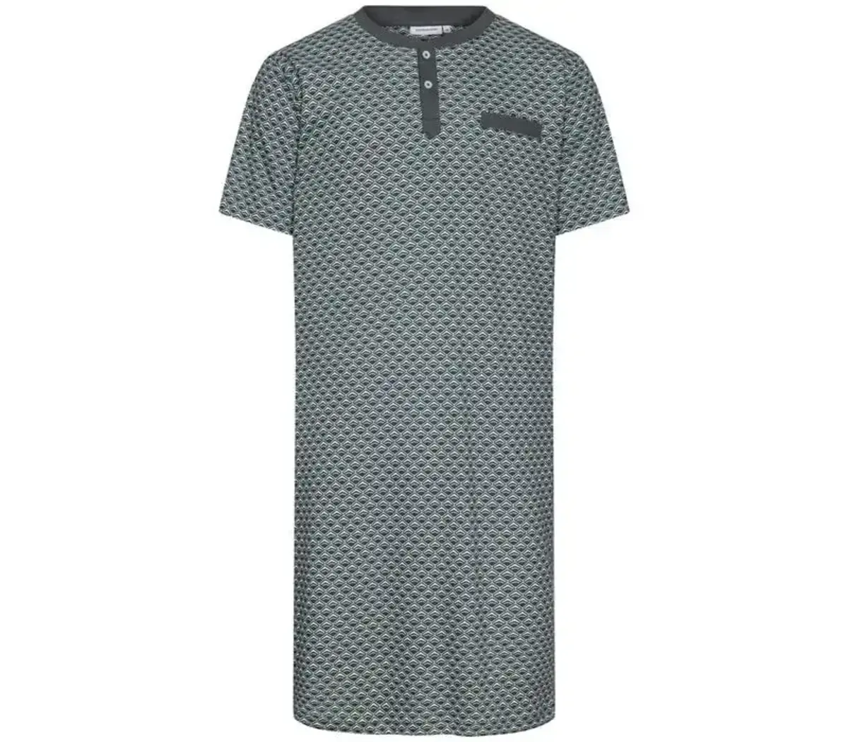 Pastunette Katoenen Heren Nachthemd korte mouw - Groen met print