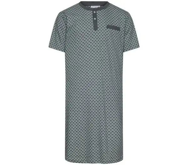 Pastunette Katoenen Heren Nachthemd korte mouw - Groen met print Pastunette Katoenen Heren Nachthemd korte mouw - Groen met print