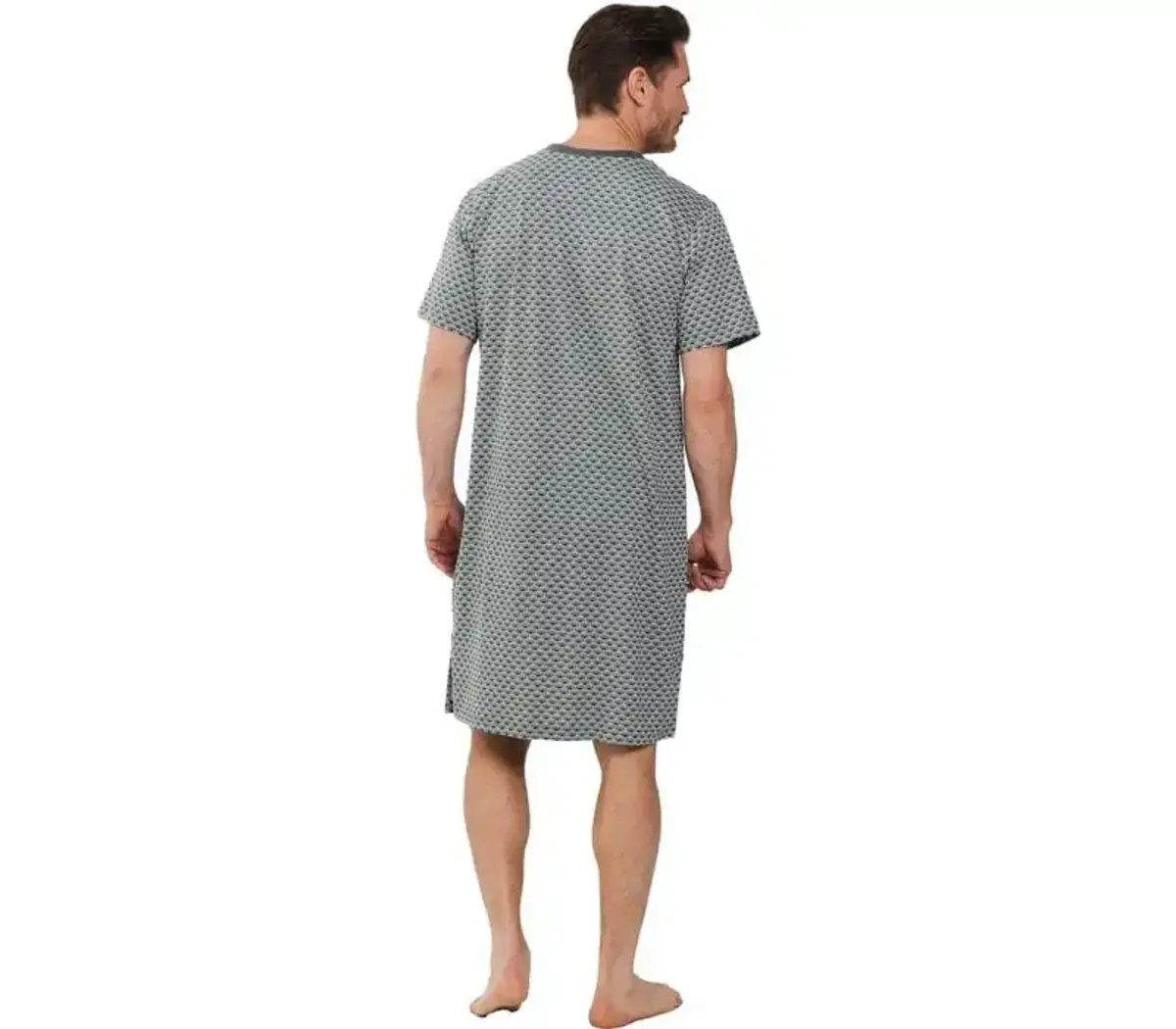 Pastunette Katoenen Heren Nachthemd korte mouw - Groen met print