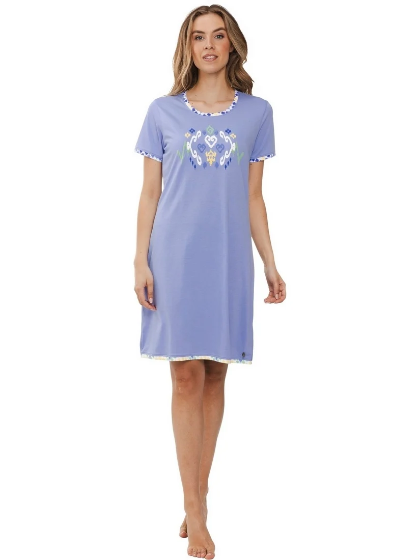 Rebelle dames nachthemd - Korte mouw - Purple Graphic