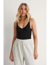 Na-KD katoenen dames body- cup shape body - Zwart