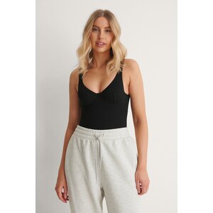 Na-KD katoenen dames body- cup shape body - Zwart