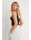 Na-KD katoenen dames body- cup shape body - Zwart