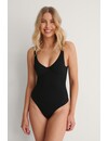 Na-KD katoenen dames body- cup shape body - Zwart