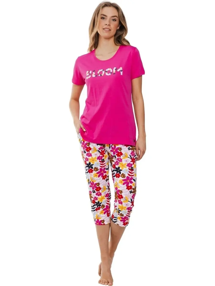 Rebelle capri pyjama dames - Pink Bloom