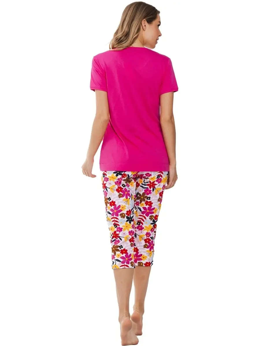 Rebelle capri pyjama dames - Pink Bloom