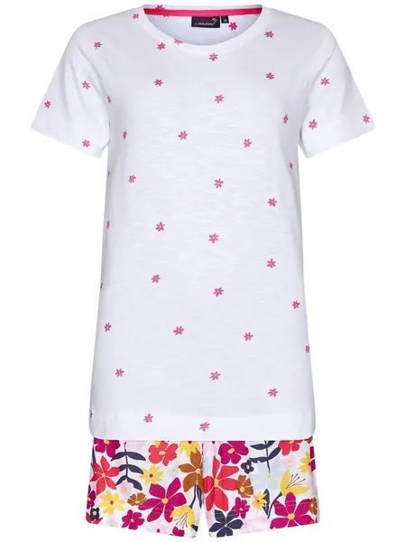 Rebelle dames shortama katoen - Pink Bloom - Zomer pyjama Rebelle dames shortama katoen - Pink Bloom - Zomer pyjama
