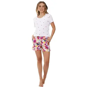 Rebelle dames shortama katoen - Pink Bloom - Zomer pyjama Rebelle dames shortama katoen - Pink Bloom - Zomer pyjama