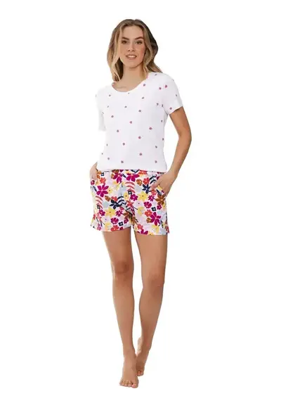 Rebelle dames shortama katoen - Pink Bloom Rebelle dames shortama katoen - Pink Bloom