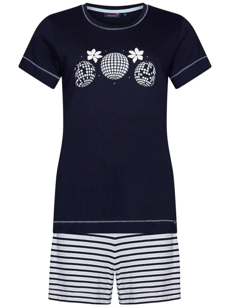 Rebelle dames shortama katoen - Blue Disco - Zomer pyjama Rebelle dames shortama katoen - Blue Disco - Zomer pyjama