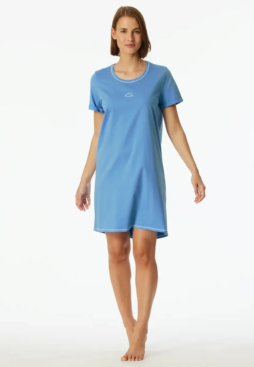 Schiesser Dames Nachthemd korte mouw - Rood katoenen nachtjapon