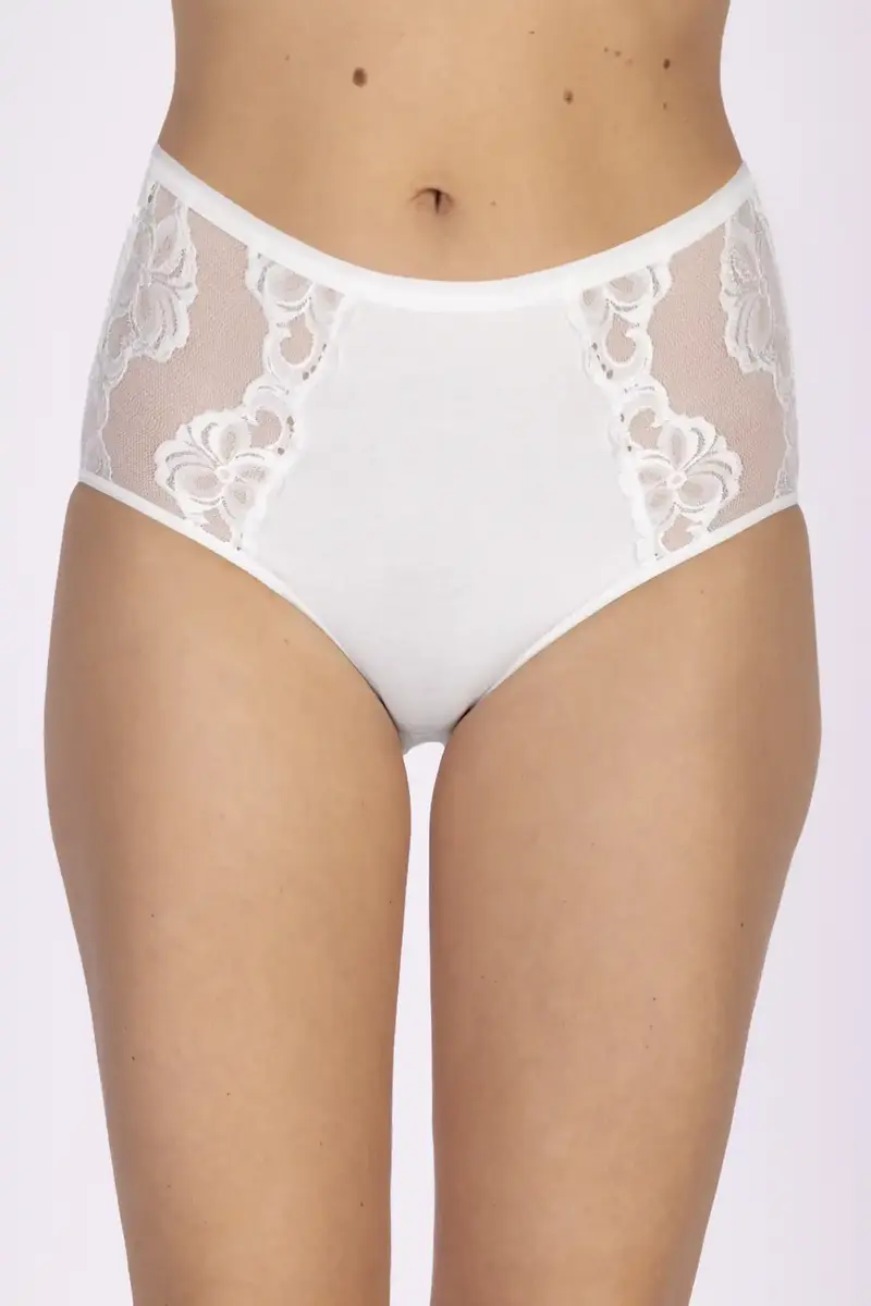 Nina von C dames maxi-taille slip kant - Hoge kanten dames slip - Elastisch katoenen onderbroek Nina von C dames maxi-taille slip kant - Hoge kanten dames slip - Elastisch katoenen onderbroek