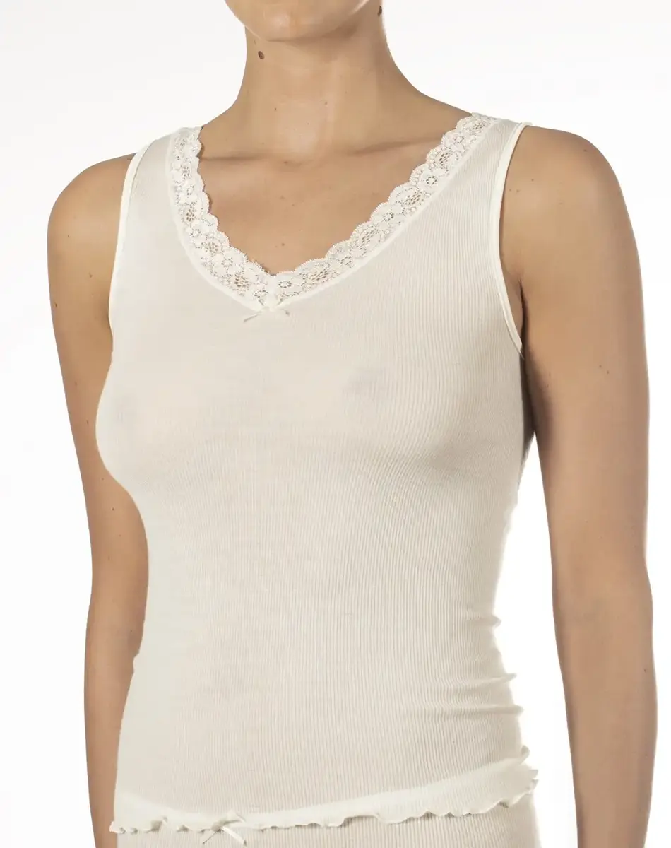 Nina von C dames wollen Hemd met kant - Merino Wollen dames ondergoed - Warm onderhemd Nina von C dames wollen Hemd met kant - Merino Wollen dames ondergoed - Warm onderhemd