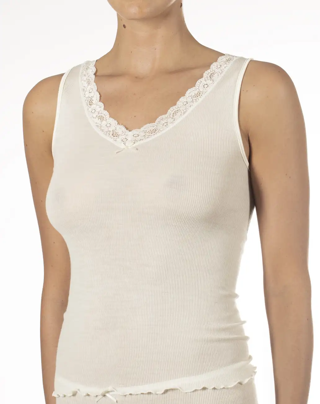 Nina von C dames wollen Hemd met kant - Merino Wollen dames ondergoed - Warm onderhemd
