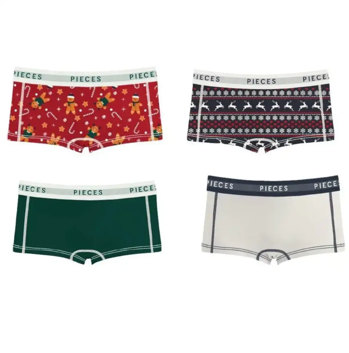 Pieces 4-Pack Dames shorts - Xmas Cookie - Maat XS