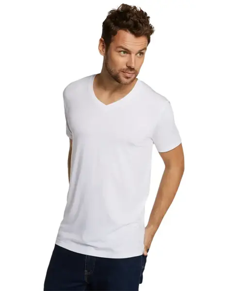 Bamboo Basics 2-pak heren T-shirts V-hals - Velo - Bamboe heren ondershirts korte mouwen - Donkerblauw - Groen - Wit - Zwart Bamboo Basics 2-pak heren T-shirts V-hals - Velo - Bamboe heren ondershirts korte mouwen - Donkerblauw - Groen - Wit - Zwart