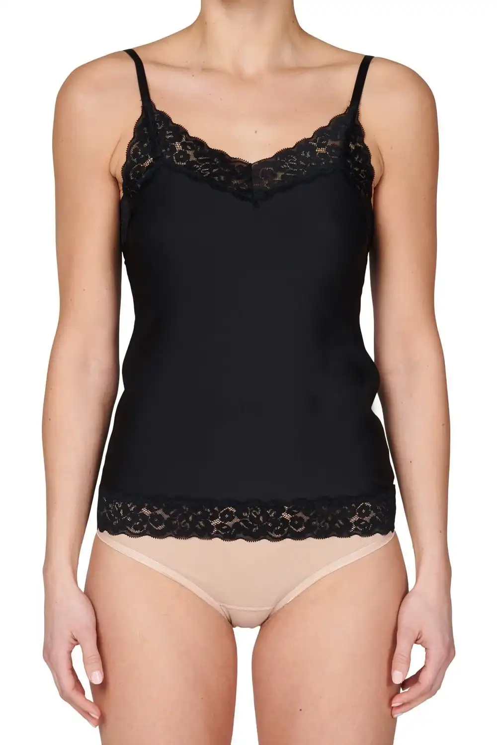 Ten Cate 31912 Secrets dames hemd kant - Spaghetti bandjes - Kanten Naadloos dames hemd microfiber - lingerie top