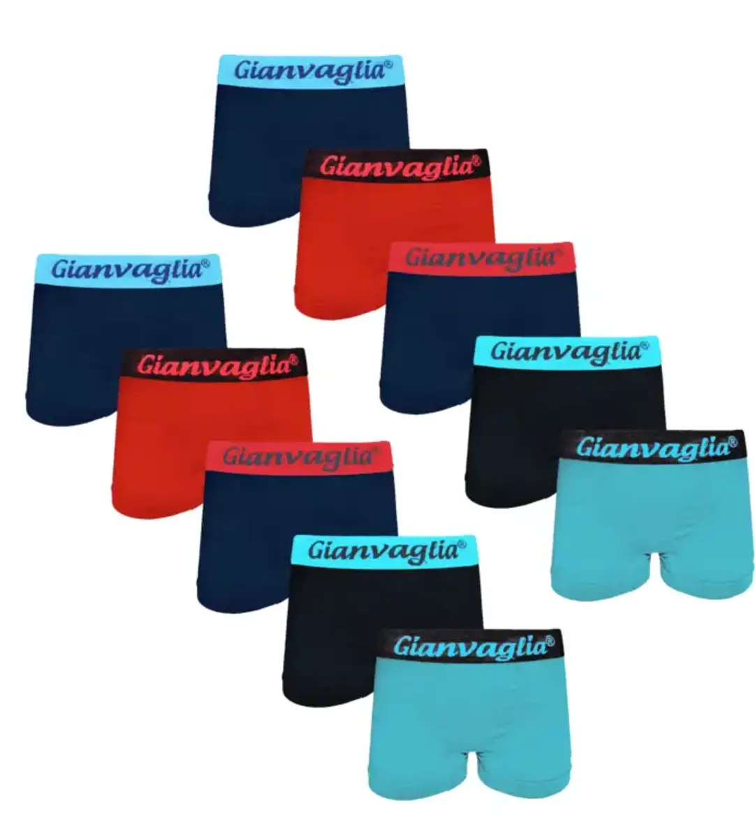 Gianvaglia 10-Pack jongens boxershorts - Blauw/Rood - Multipack jongens onderbroeken microfiber