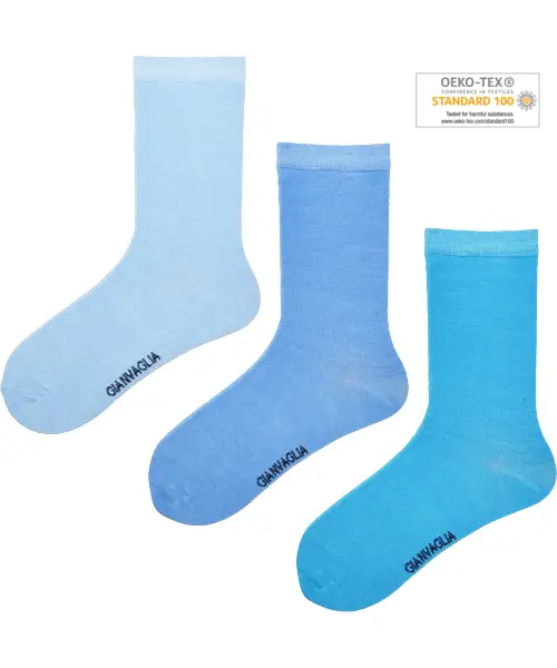 Gianvaglia 3-paar jongens sokken - Blauw - Katoenen jongens kinder kossen