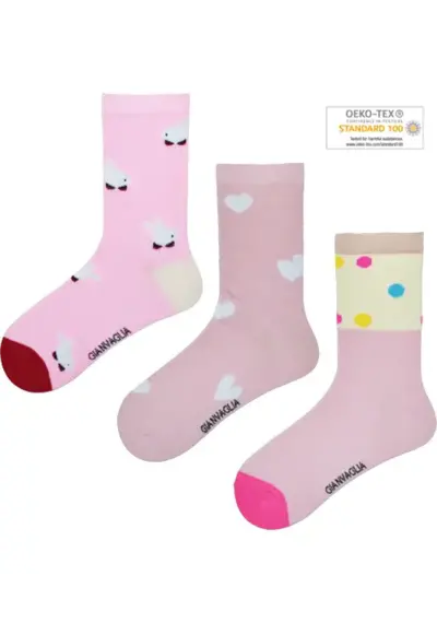 Gianvaglia  3-paar meisjes sokken - Combi roze