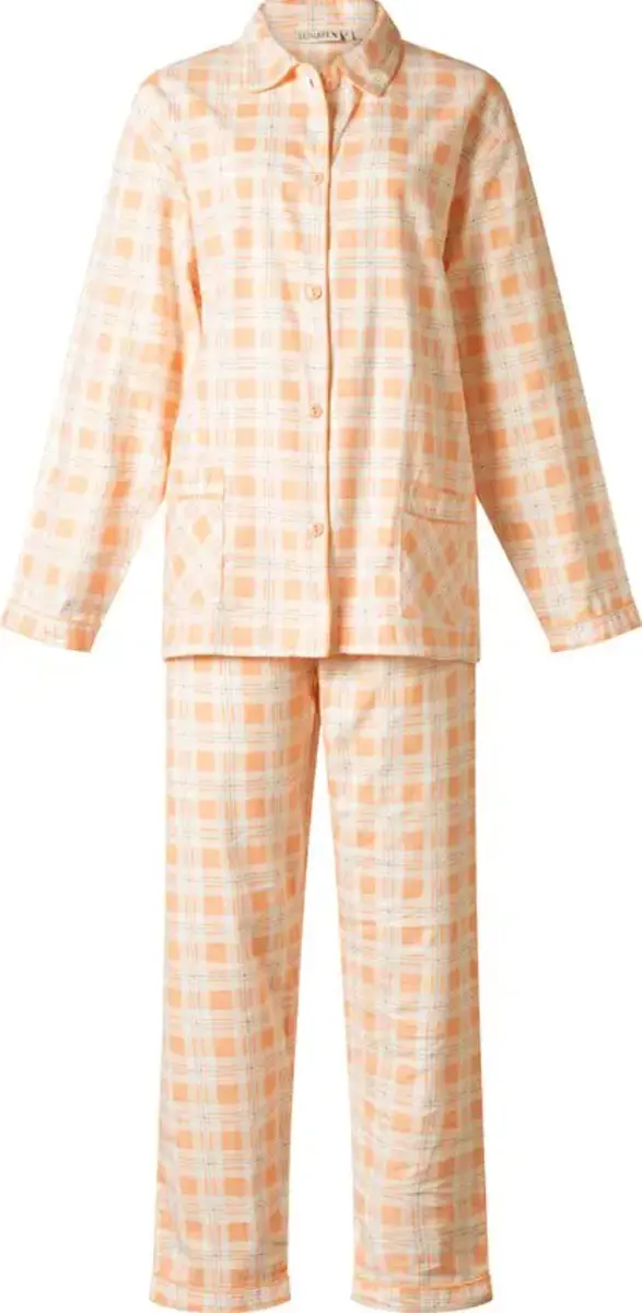 Lunatex flanel dames pyjama - Old School - Warme pyjama maat XXL