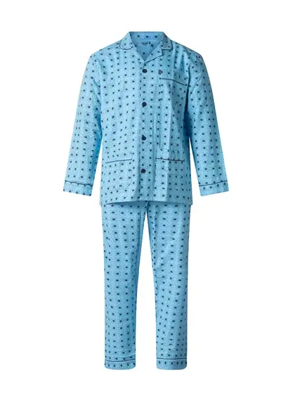 Gentlemen flanellen heren pyjama - 9443 - Blauw Gentlemen flanellen heren pyjama - 9443 - Blauw