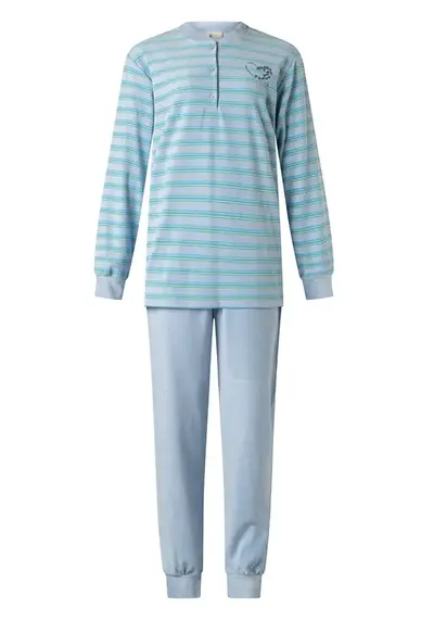 Lunatex badstof dames pyjama - Lange mouwen - Streep Lunatex badstof dames pyjama - Lange mouwen - Streep