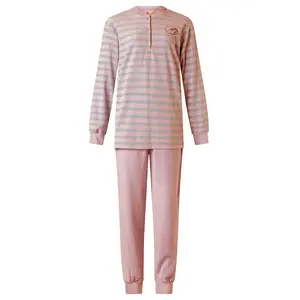 Lunatex badstof dames pyjama - Streep - Warme winter pyjama - Maat XL Lunatex badstof dames pyjama - Streep - Warme winter pyjama - Maat XL