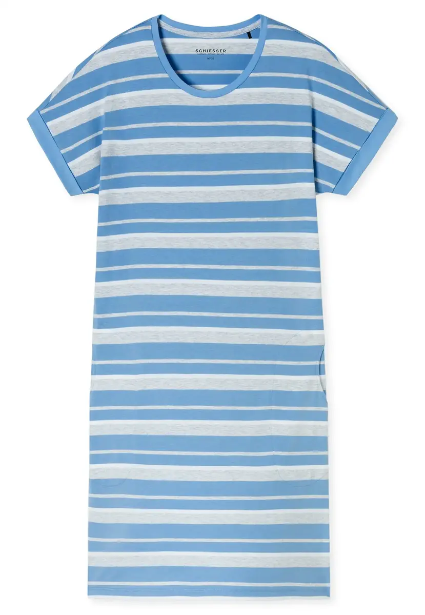 Schiesser Dames Nachthemd korte mouw "Casual stripe" - Katoenen zomer nachthemd Schiesser Dames Nachthemd korte mouw "Casual stripe" - Katoenen zomer nachthemd