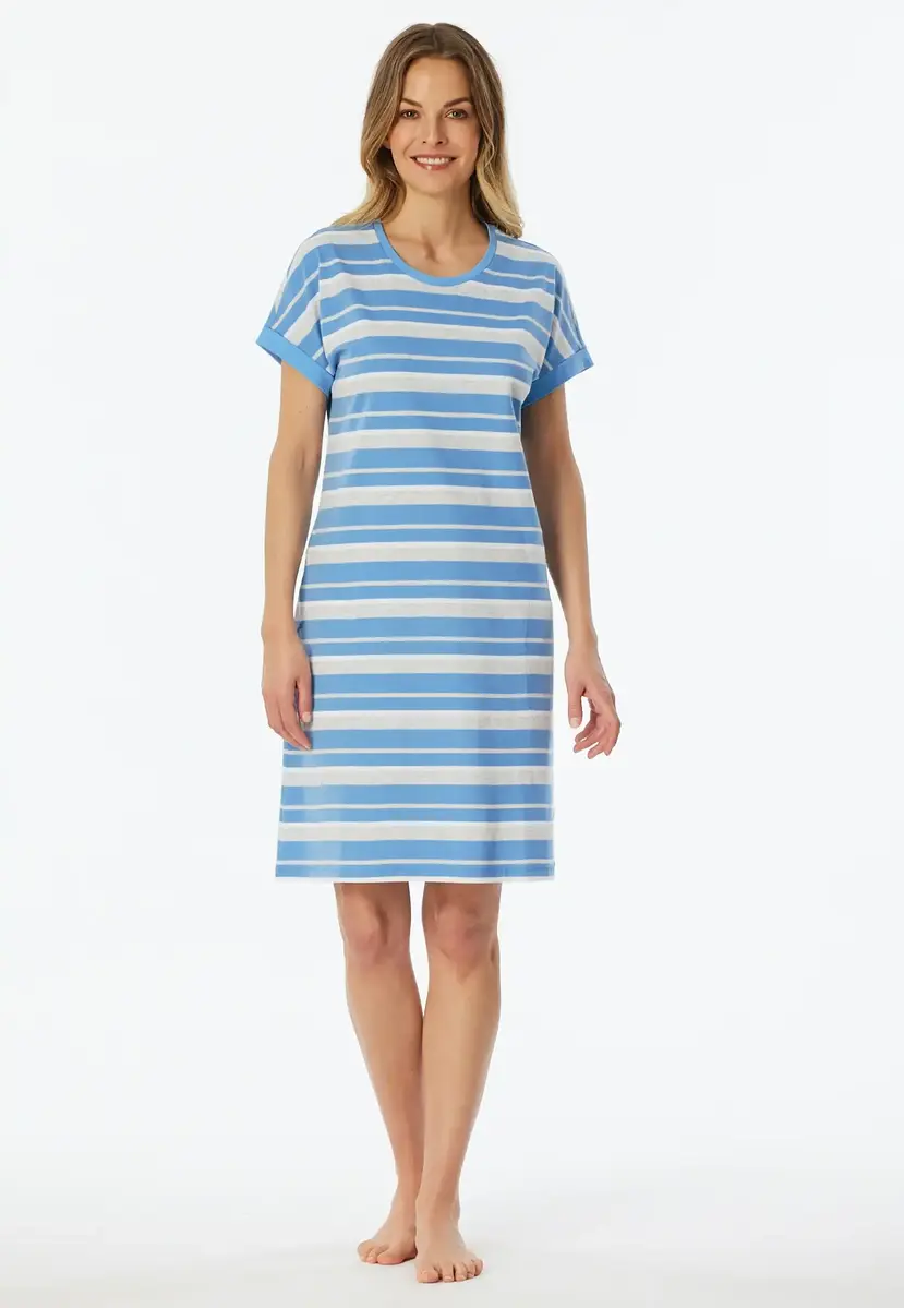 Schiesser Dames Nachthemd korte mouw "Casual stripe" - Katoenen zomer nachthemd Schiesser Dames Nachthemd korte mouw "Casual stripe" - Katoenen zomer nachthemd