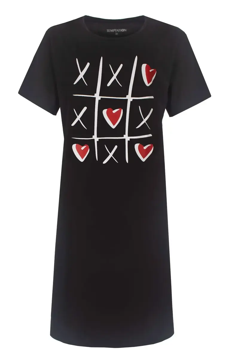 Temptation dames nachthemd korte mouw zwart "Games" Temptation dames nachthemd korte mouw zwart "Games"