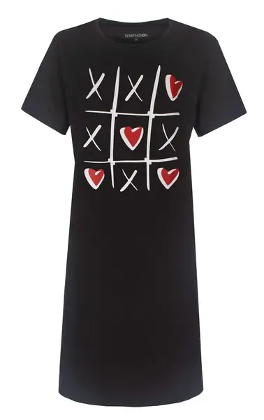 Temptation dames nachthemd korte mouw zwart "Games" Temptation dames nachthemd korte mouw zwart "Games"